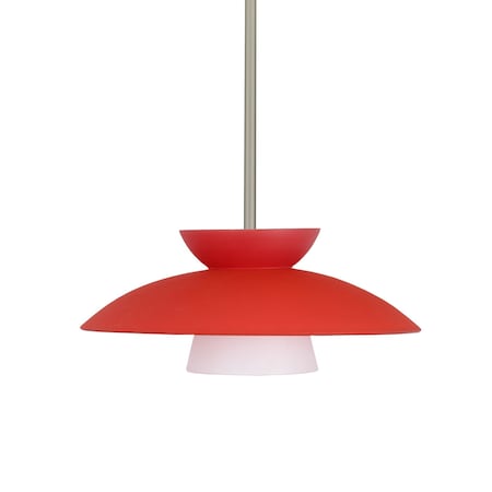 Besa Lighting Trilo 15 Stem Pendant, Red Matte, Satin Nickel Finish, 1x75W Incandescent 1TT-451331-SN